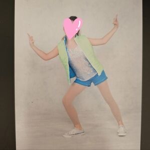 Weissman white sequined top blue shorts green vest hip-hop dance costume size LC